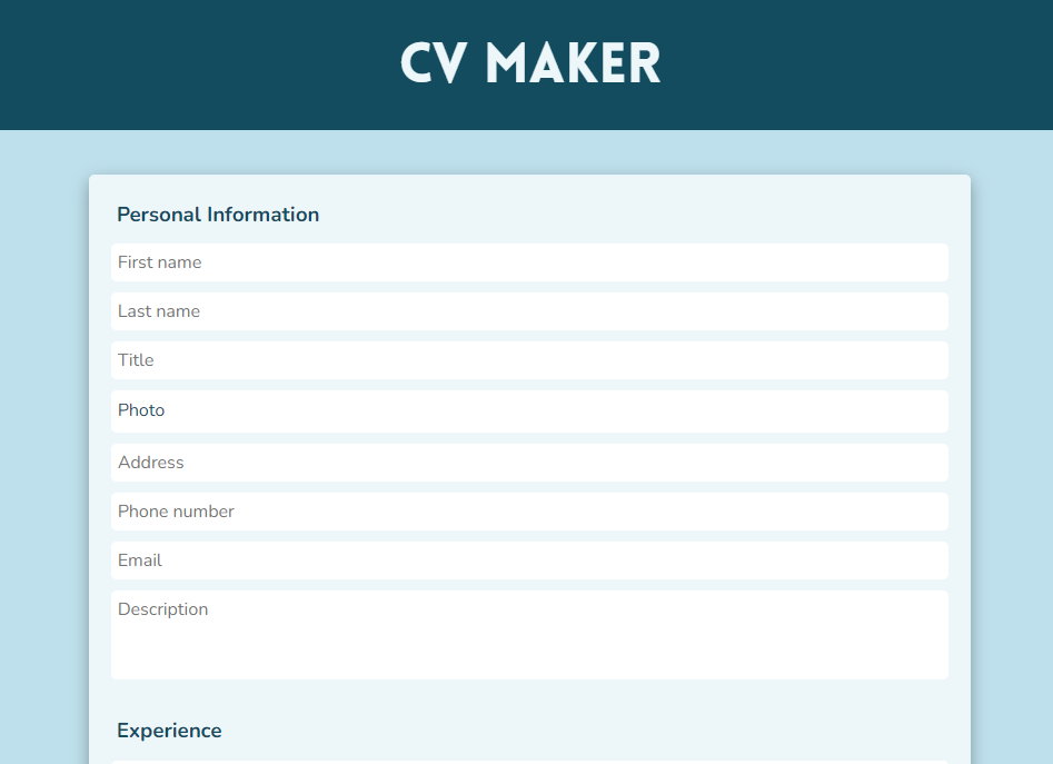 CV Maker preview